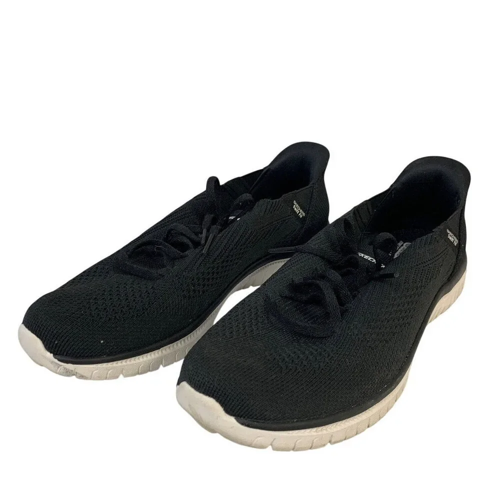 Sketchers Womens Size 10 Black Swift Fit Sneakers Lace Up Slip On Shoes